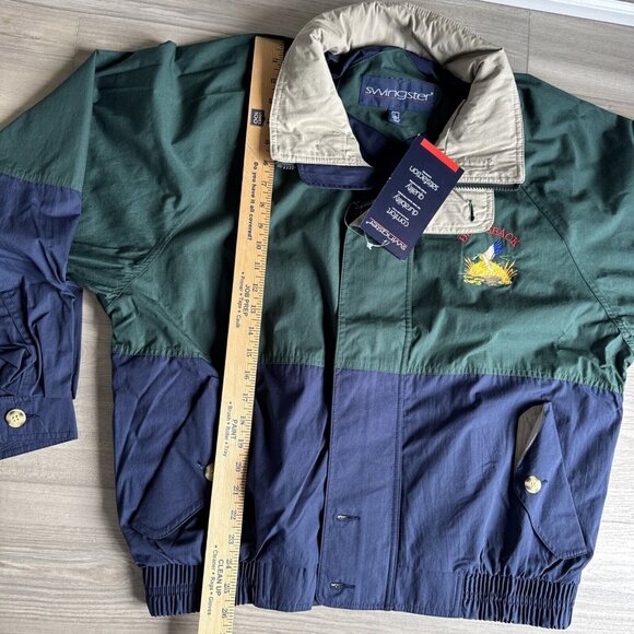 Vintage Swingster Jacket Windbreaker Mens L Ducks Back Full Zip With Hood NWT - Picture 8 of 14